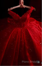 Hot Appliques Ball Gown Dark Green Wedding Dresses Sequin Quinceanera Dresses