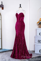 Hot Fuchsia Sequin Mermaid Formal Prom Formal Dresses Sweetheart