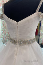 Hot Pink Beaded Cold-Shoulder A-Line Formal Prom Dresses