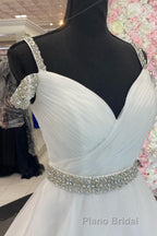 Hot Pink Beaded Cold-Shoulder A-Line Formal Prom Dresses