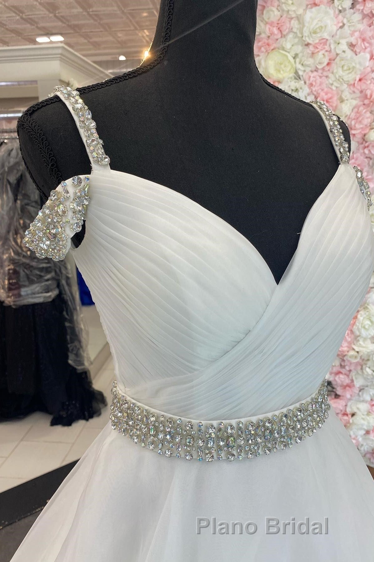 Hot Pink Beaded Cold-Shoulder A-Line Formal Prom Dresses