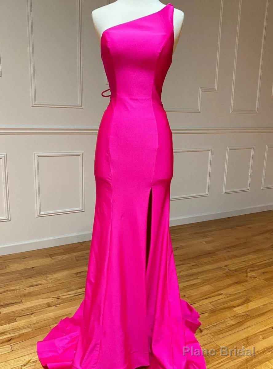 Hot Pink Mermaid One Shoulder Prom Dress Main image