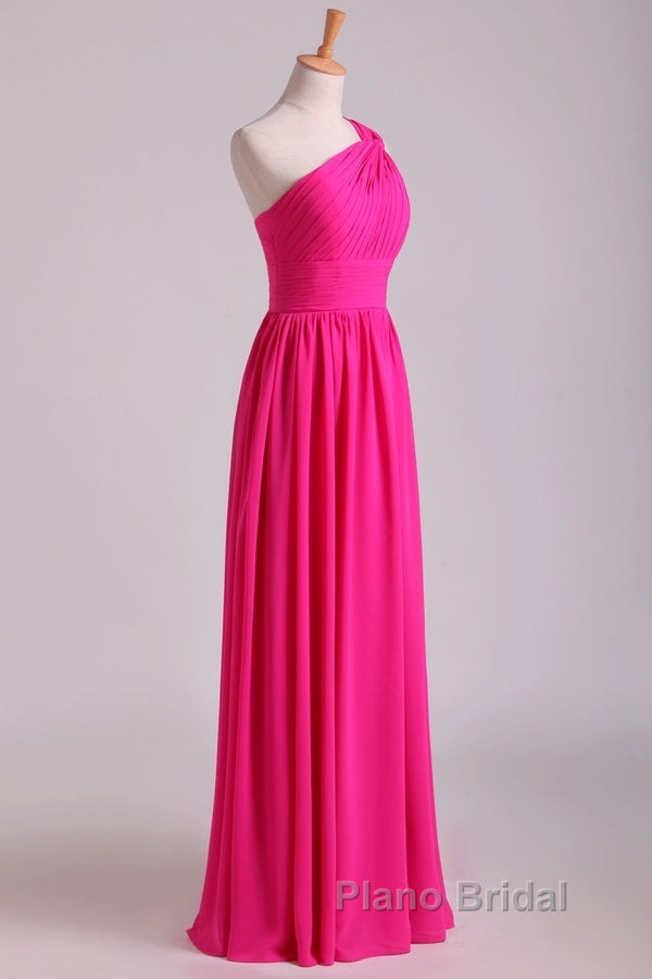 Hot Pink One Shoulder Pleated Bridesmaid Dresses Secondary image