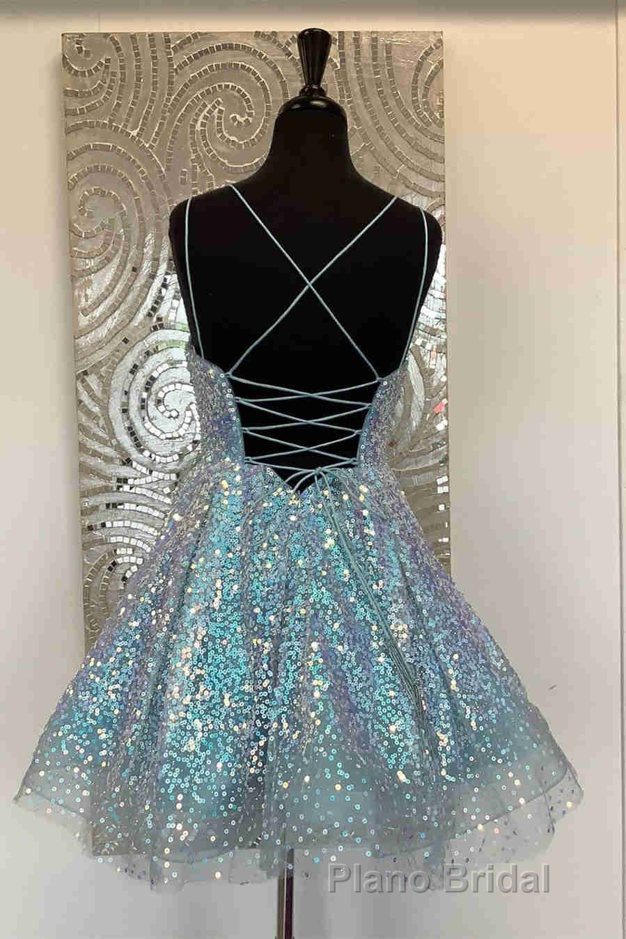 Hot Pink Sequins A-Line Homecoming Dresses