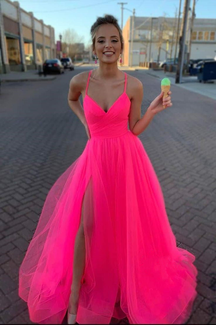 Neck Formal Evening Dresses A-Line Split Formal Evening Party Gown Main image