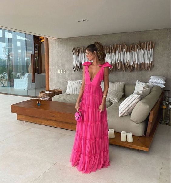 Pink Backless Formal Prom Dresses,  Formal Evening Dresses Main image