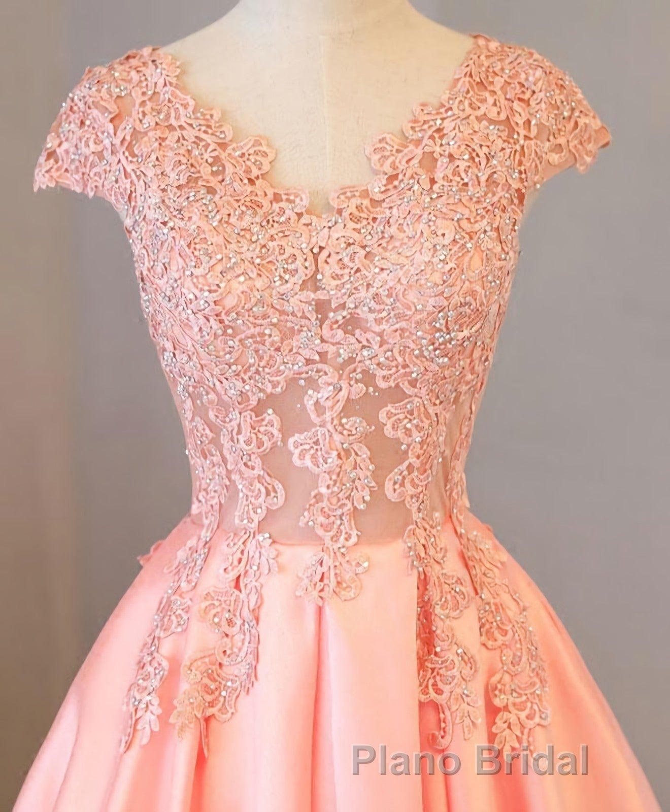 Custom Made V Neck Lace Long Formal Prom Dresses, Lace Evening Dresses