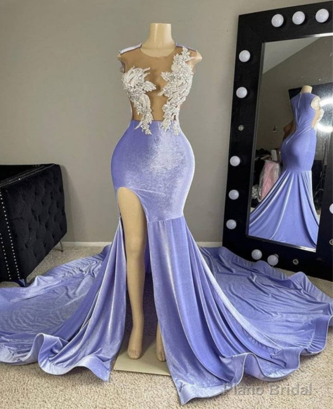 floor length trumpet mermaid sequin prom gown,African American long prom dress Main image