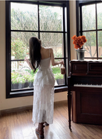 Irregular White Lace Suspenders Slim Fit 19Th Birthday Homecoming Dresses
