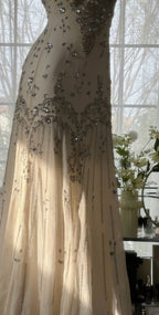 Ivory A Line Straps Beaded Chiffon Long Formal Prom Dresses Graduation Formal Prom Dresses