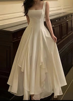 Ivory Chiffon Formal Prom Dresses, Simple Party Dresses, A-Line Formal Evening Formal Dresses