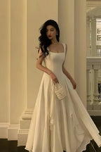Ivory Chiffon Formal Prom Dresses, Simple Party Dresses, A-Line Formal Evening Formal Dresses