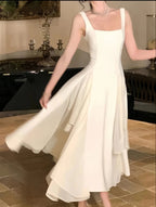 Ivory Chiffon Formal Prom Dresses, Simple Party Dresses, A-Line Formal Evening Formal Dresses