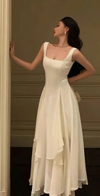 Ivory Chiffon Formal Prom Dresses, Simple Party Dresses, A-Line Formal Evening Formal Dresses