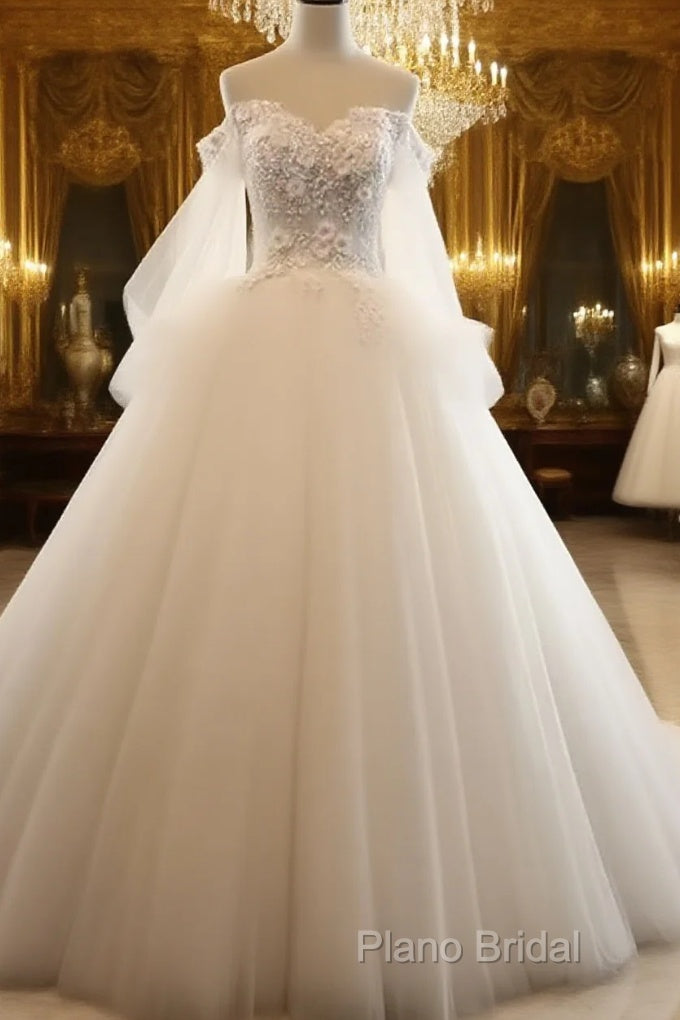 Ivory Flowers And Lace Applique Tulle Sweet 16 Dresses, Long Formal Gown Main image