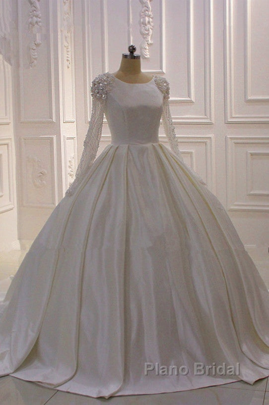 Ivory Long Sleevess Jewel Ruffless Flowers Bedaings Wedding dress Secondary image