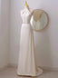 Ivory Satin Halter Backless Wedding Dress