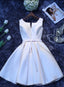 Ivory Satin Short Simple Cute Bridesmaid Dresses Party Dresses, Short Graduation Dresses Formal Prom Dresses