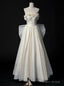 Ivory Satin Strapless Pleats Flower Wedding Dress