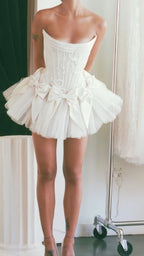 Ivory Strapless Wedding Dresses, Short Hoco Formal Prom Dresses,
