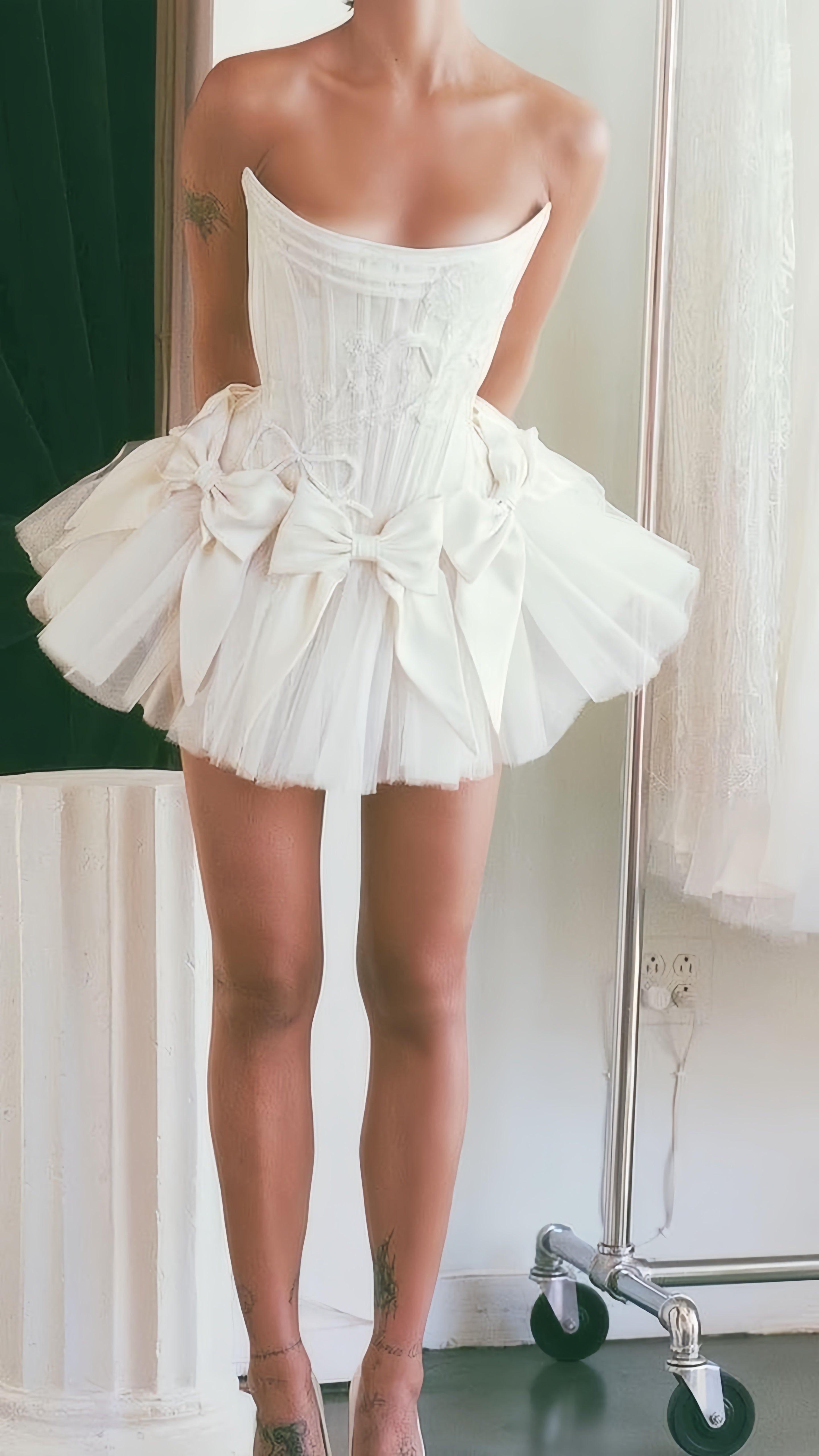 Ivory Strapless Wedding Dresses, Short Hoco Formal Prom Dresses,
