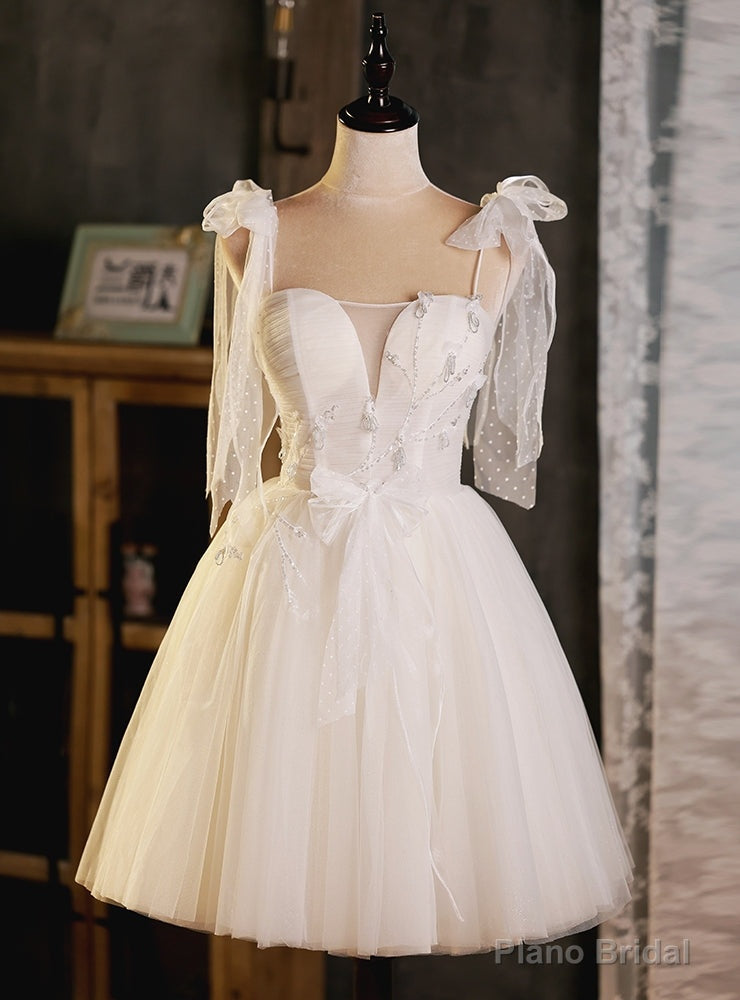 Ivory Tulle Beading Pleats Homecoming Dress Main image