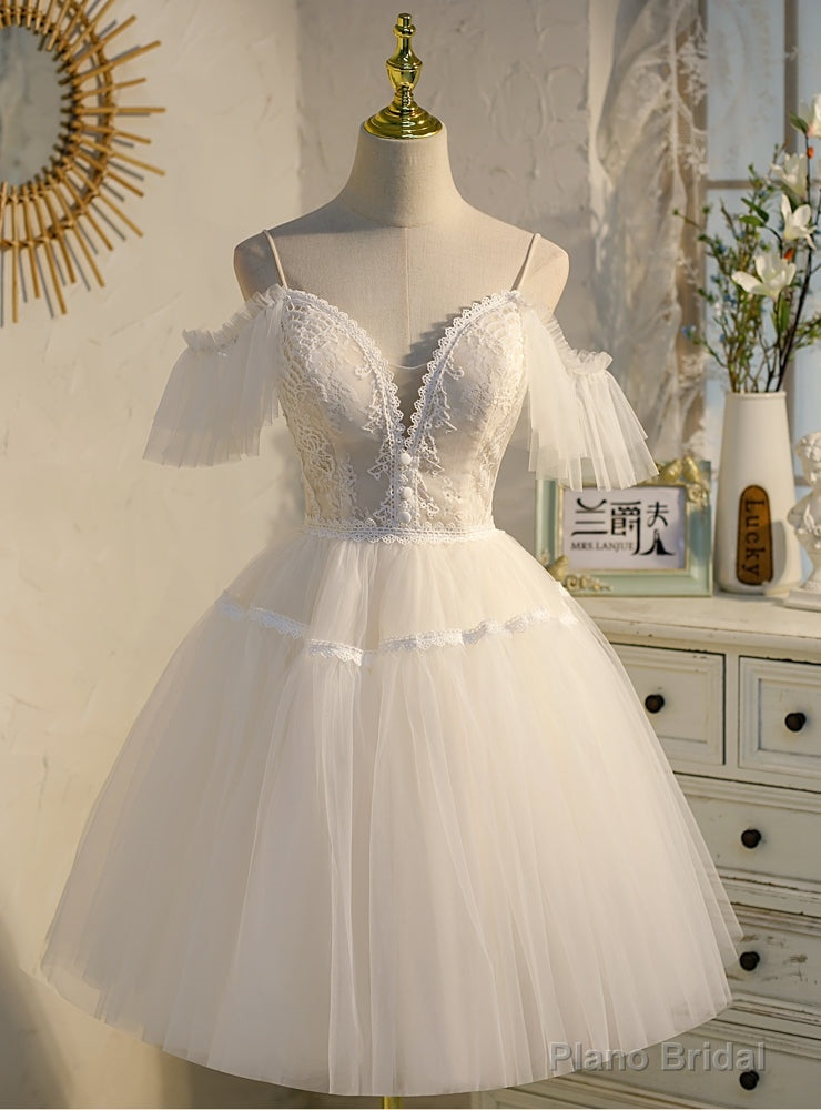 Ivory Tulle Lace Spaghetti Straps Homecoming Dress Main image