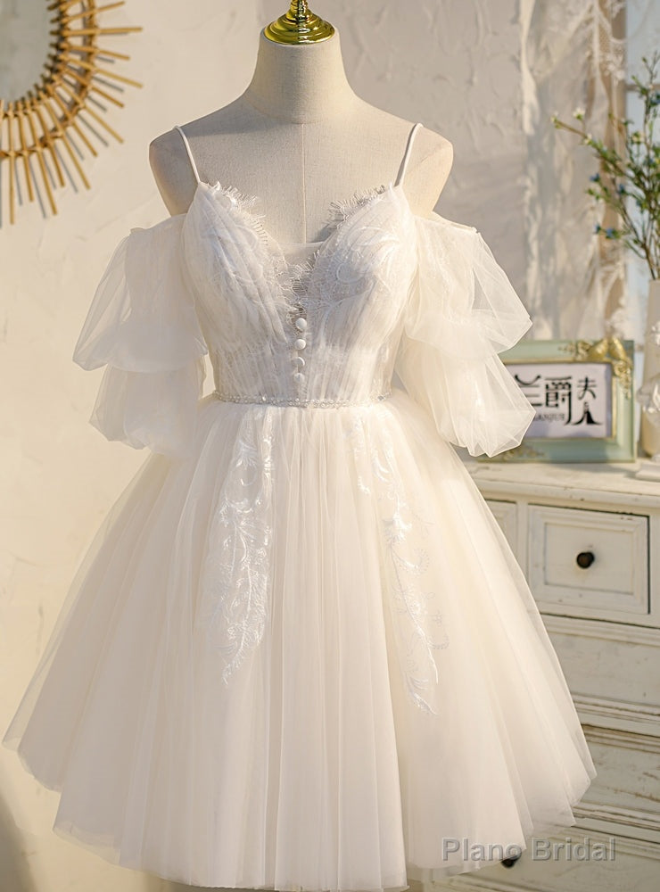 Ivory Tulle Puff Sleeve Homecoming Dress Main image