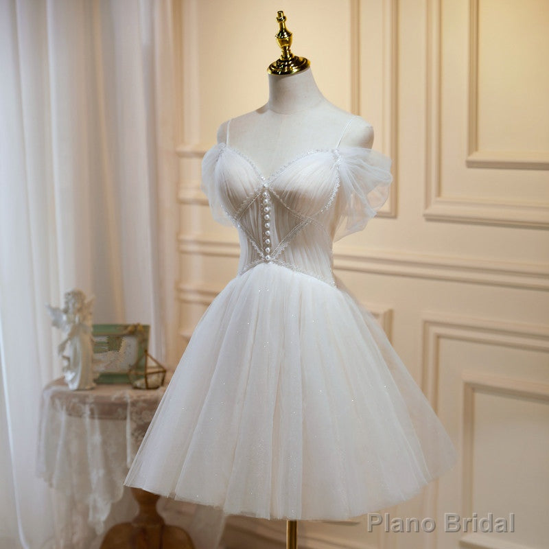 Ivory Tulle Short Sweetheart Knee Length Party Dress, Ivory Homecoming Dresses Main image