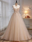 Ivory Tulle Spaghetti Straps Pleats Flower Wedding Dress