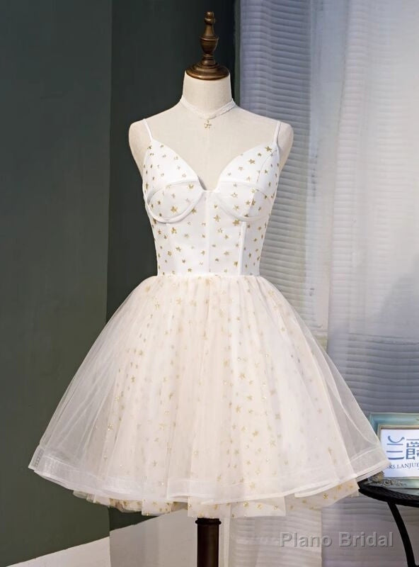 Ivory Tulle Star Sequins Homecoming Dress Main image