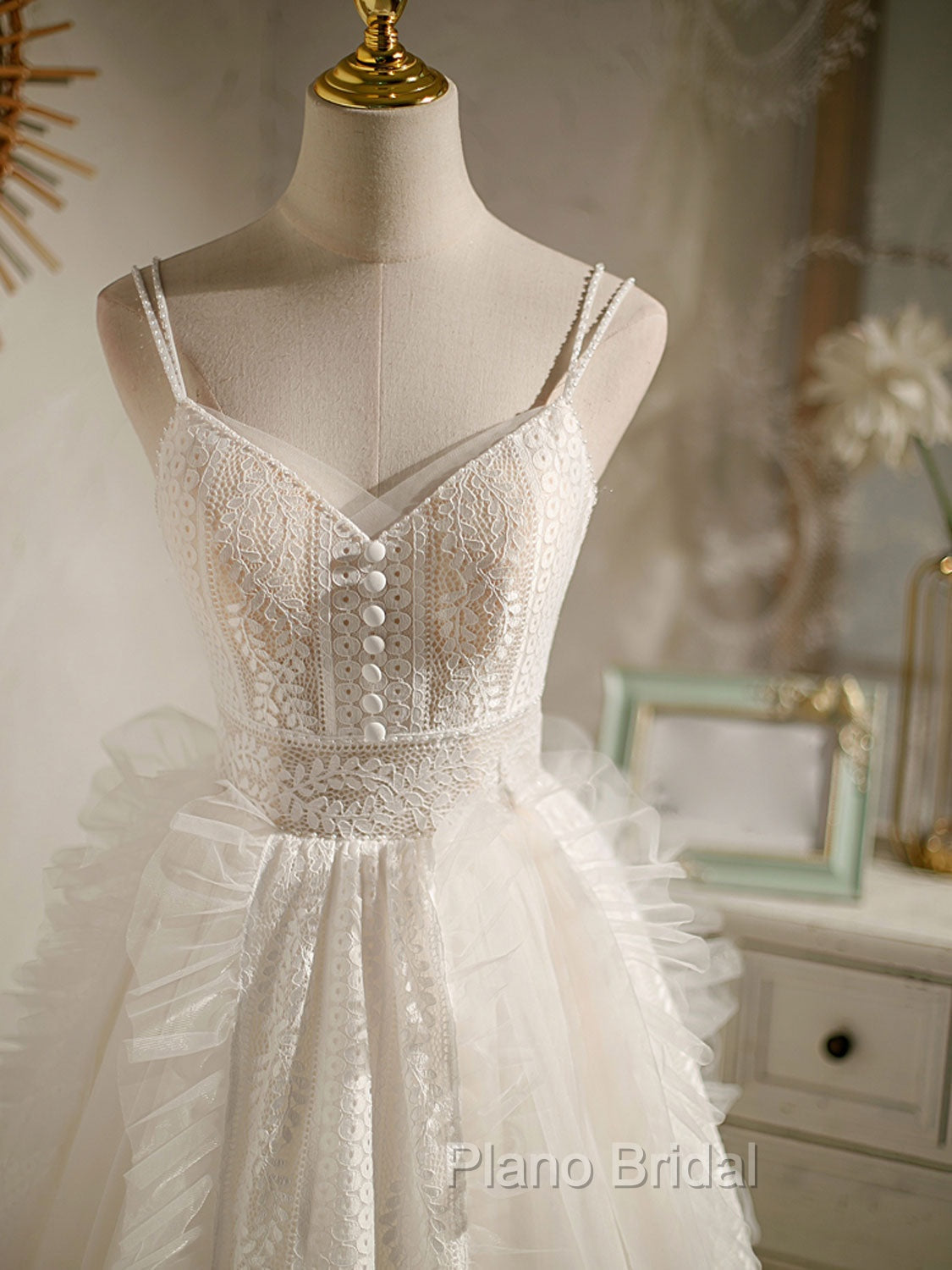 Ivory V Neck Tulle Lace Short Formal Prom Dresses Lace Cocktail Dresses Secondary image