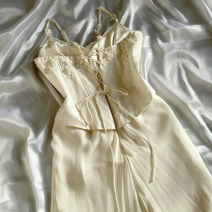 Ivory Luxury Gorgeous Fashion Exquisite Flowers Beading Long Chiffon Elegant Ball Gown Formal Evening Dresses Party Dresses