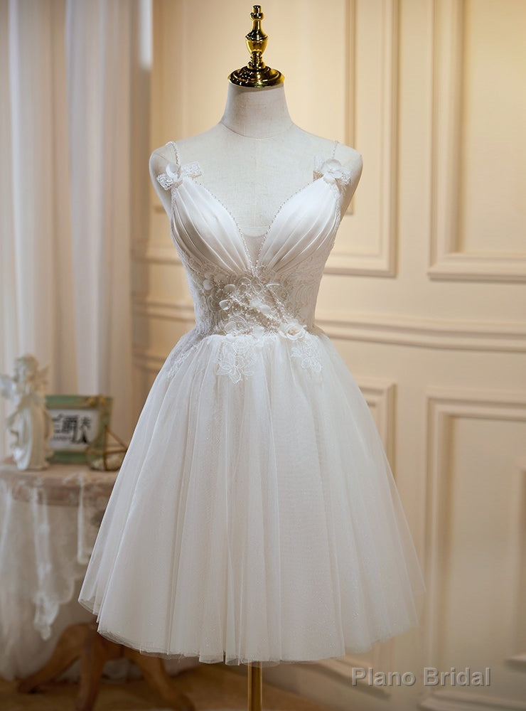 Ivory White Tulle Lace Homecoming Dress Main image