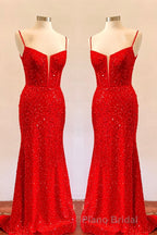 Royal Blue Sequin Mermaid Long Formal Prom Dresses