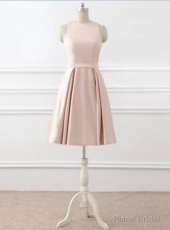 Knee Length Satin Lace Back See Through Short Cocktail Dresses Main image