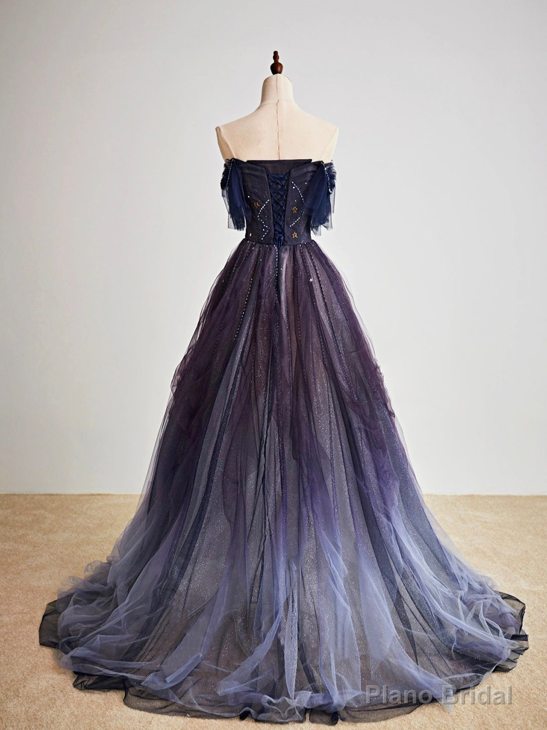 Purple Gradient Tulle Long Prom Dress, Beautiful A-Line Evening Party Dress Secondary image
