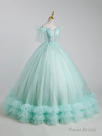 Beautiful Tulle Sequins Long Ball Gown, A-Line Tulle Sweet 16 Dress