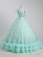 Beautiful Tulle Sequins Long Ball Gown, A-Line Tulle Sweet 16 Dress