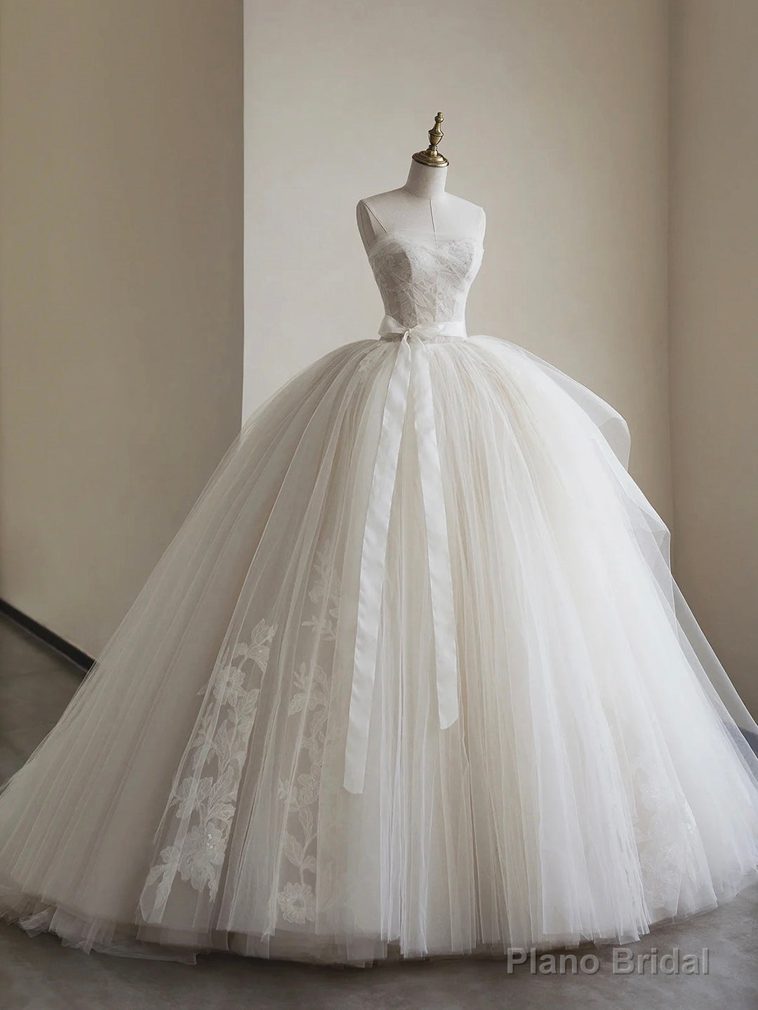Light Champagne Ball Gown Tulle Sweetheart Long Prom Dress, Beautiful Formal Dress Sweet 16 Dress Main image