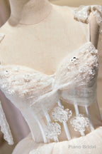 Champagne Lace Short Party Dress, A-Line Spaghetti Strap Evening Dress