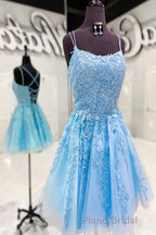 Lace Applique A-line Homecoming Dresses Short Formal Prom Dresses,Semi Prom Dresses