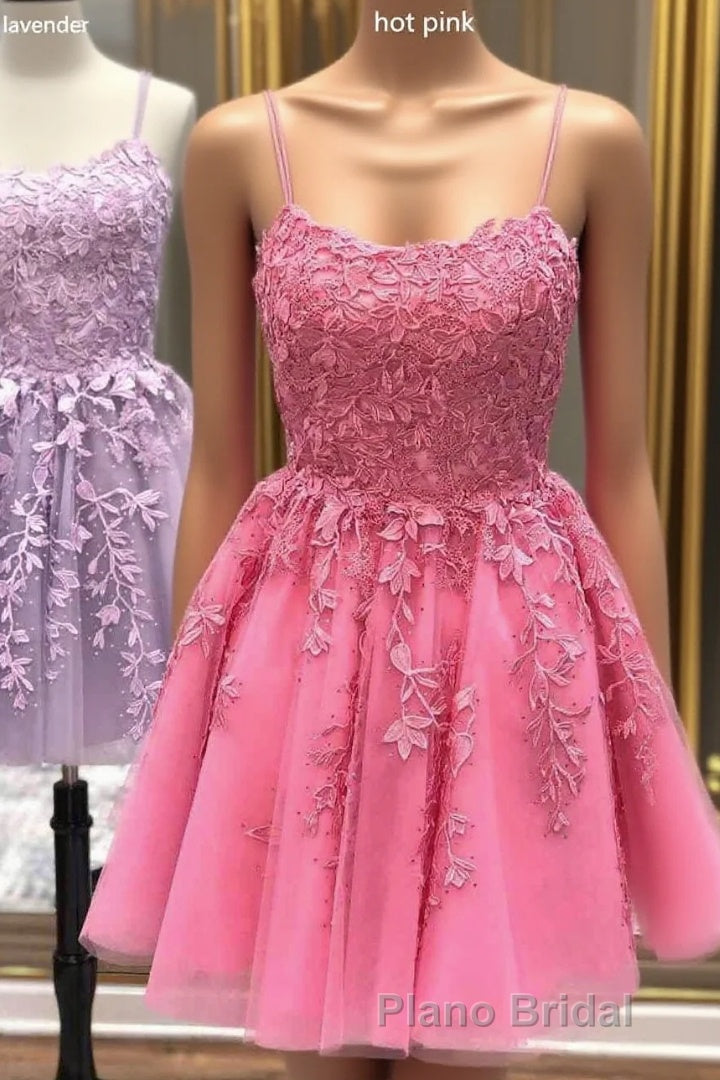 Lace Applique A-line Homecoming Dresses Short Formal Prom Dresses,Semi Prom Dresses Main image