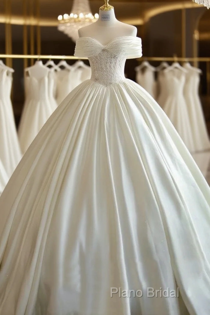 Lace Applique Satin Wedding Dresses Formal Prom Dresses Illusion Bride Custom Main image