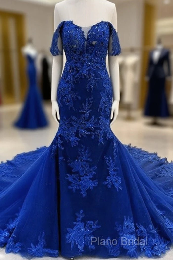 Lace Appliques Formal Prom Dresses Mermaid Off Shoulder Main image