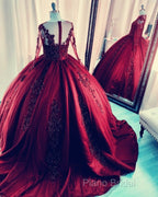 Lace Beaded Green Ball Gown Quinceanera Dresses Long Sleeves Graduation Dresses