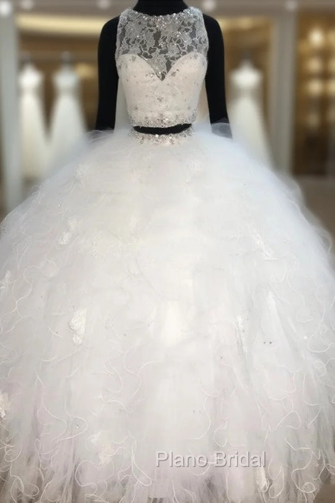 Lace Crop Top Organza Ruffle Ball Gowns Quinceanera Dresses Two Piece Main image