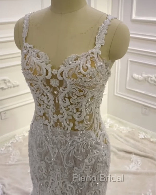Lace Embroider Wedding Dresses Mermaid Sweetheart Spaghetti Straps Secondary image