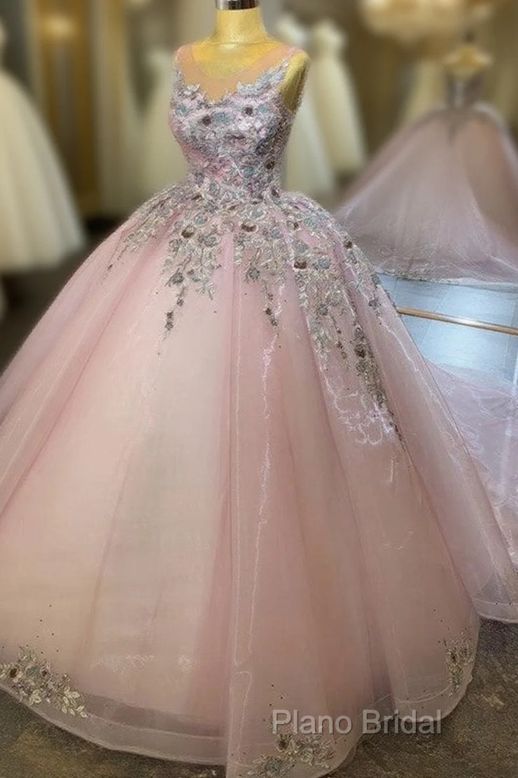 Lace Embroidery Quinceanera Dresses Ball Gown Sheer Neck Main image