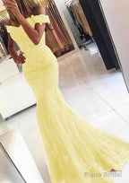 Lace Long/Floor-Length Trumpet/Mermaid Sleeveless Off-The-Shoulder Zipper Prom Dresses With Appliqued Beaded